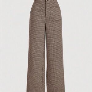Classic Houndstooth Wide-Leg Pants